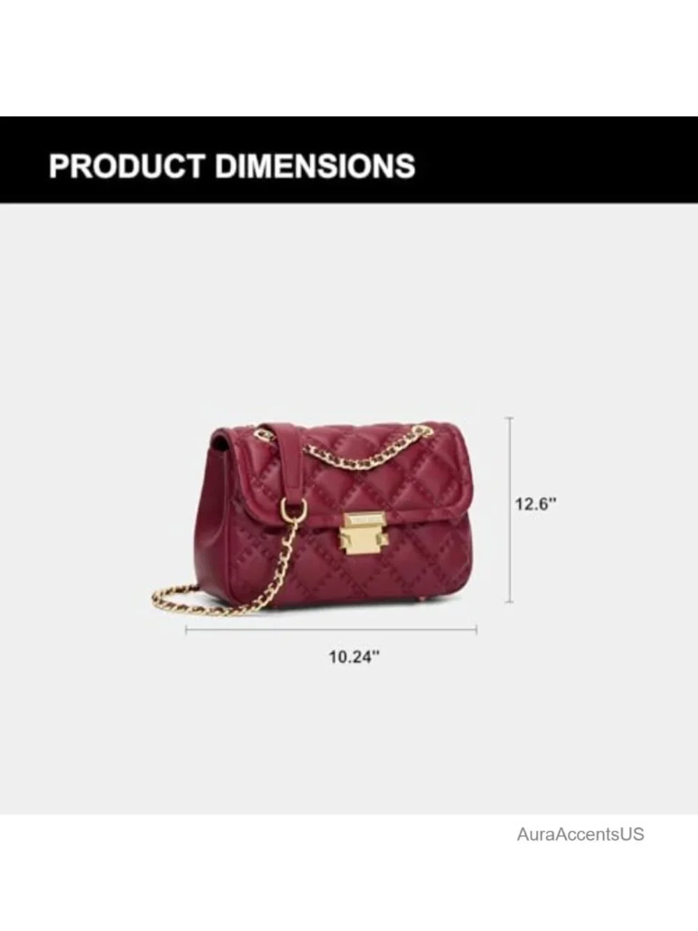 Fashion Quilted Box Crossbody Purse with Metal Chain Strap Medium Faux Leather